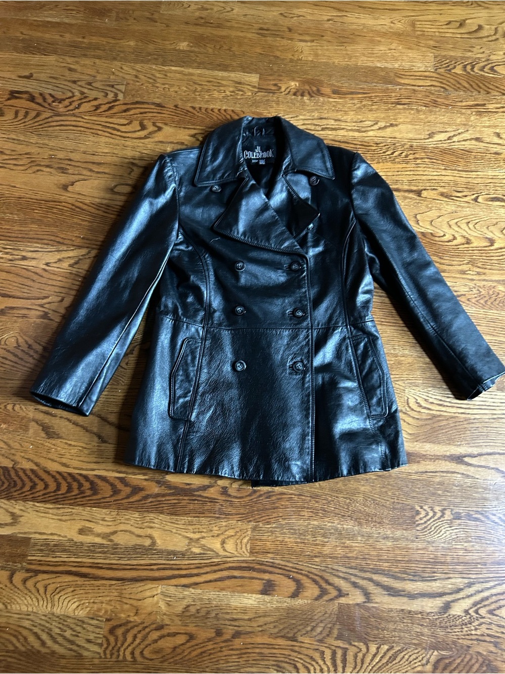 JL Colebrook 100% Leather Coat Size Small Black Missing Belt - Picture 3 of 8